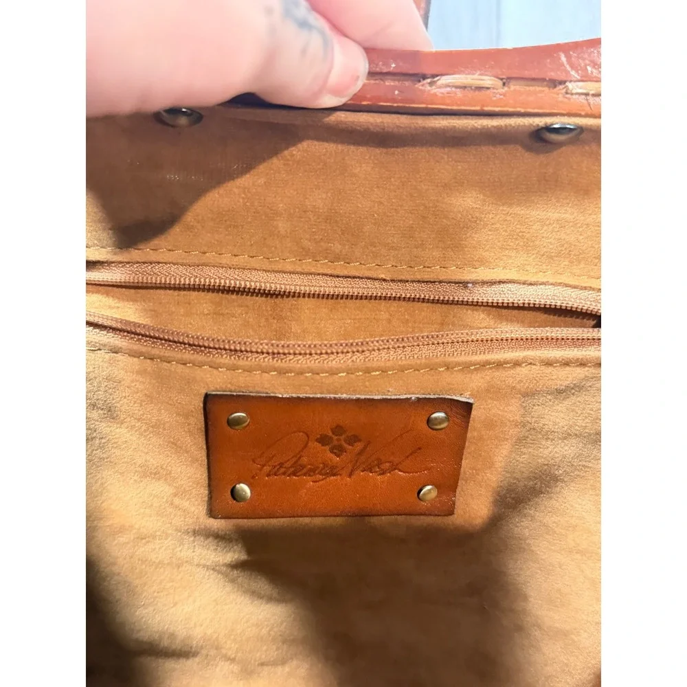 Patricia Nash Wicker Satchel Leather Trim Straw Handbag Brown Tan with Scarf